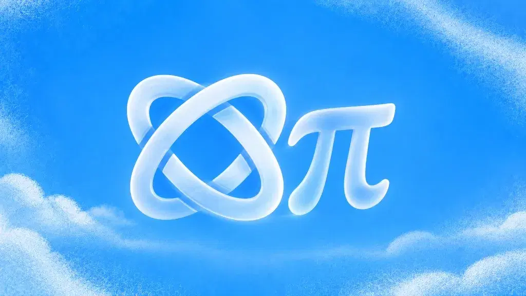 Browser Use knot logo and pi symbol on a bright blue sky