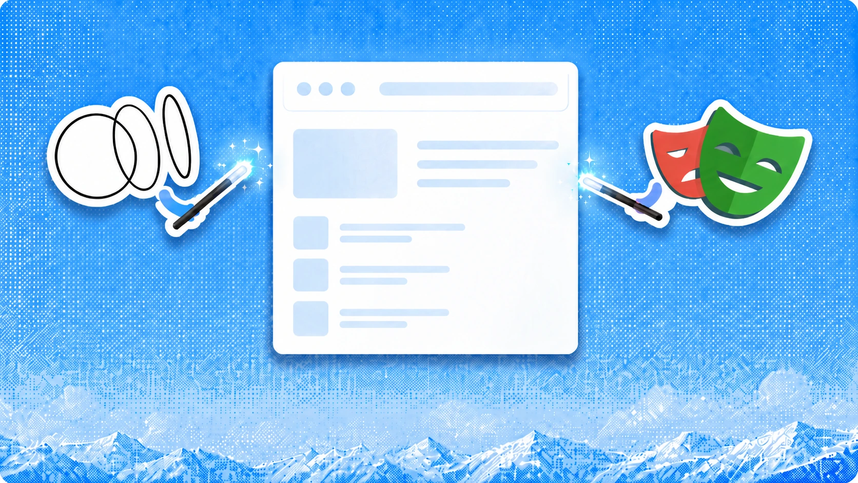 ego (lite) and Playwright symbols beside an illustrated browser interface over blue mountains