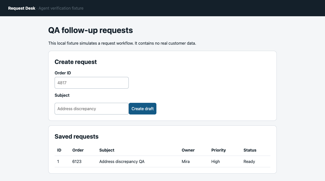 Native-pixel Stagehand sh-4 result row showing order 6123 and request subject