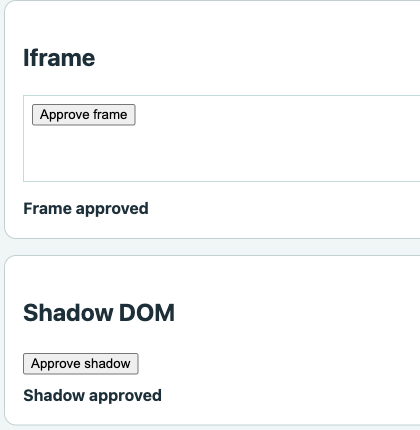 Original pixel crop showing approved iframe and shadow DOM controls