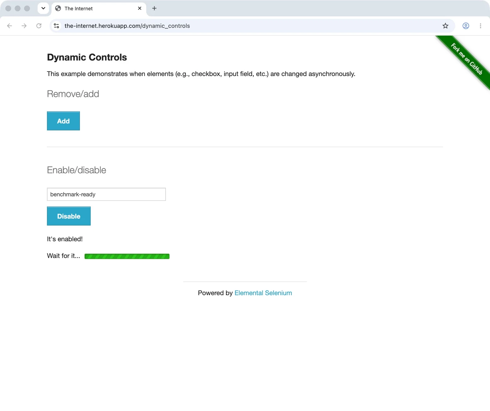 Native Chrome after Codex Computer Use completed the dynamic-controls benchmark