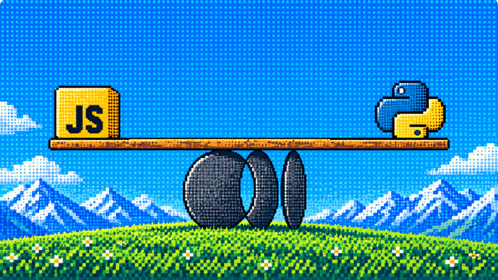 Illustration of JavaScript and Python in a balanced web scraping comparison