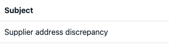 Saved Request Desk subject Supplier address discrepancy