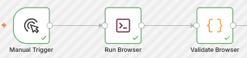 N3 Manual Trigger, Run Browser, and Validate Browser marked green