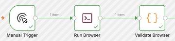 N2 Manual Trigger, Run Browser, and Validate Browser all marked green
