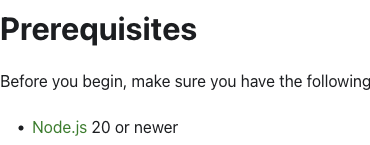 Cropped Playwright Coding agents prerequisite listing Node.js 20 or newer