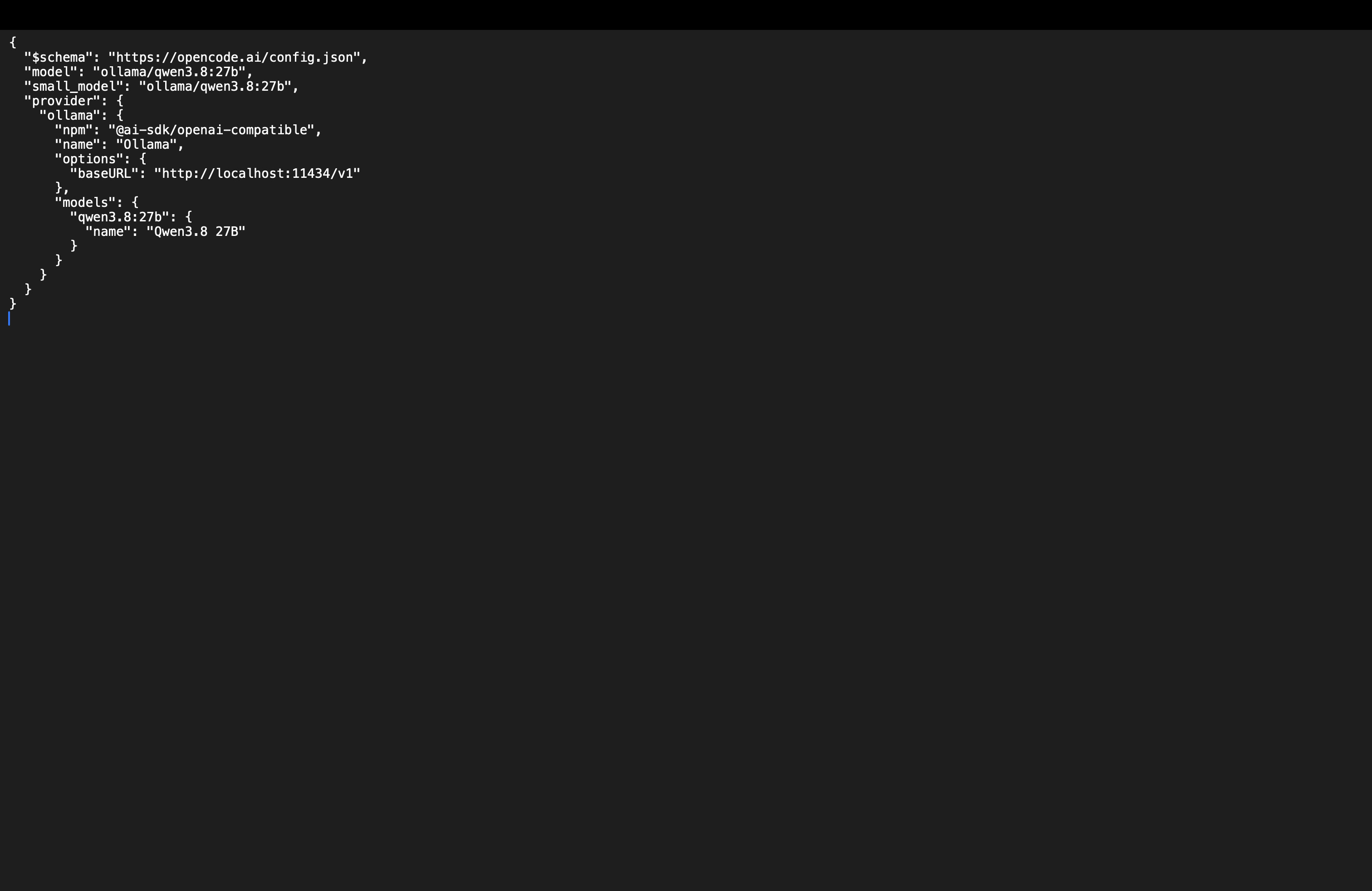 TextEdit에서 저장된 OpenCode 설정 확인