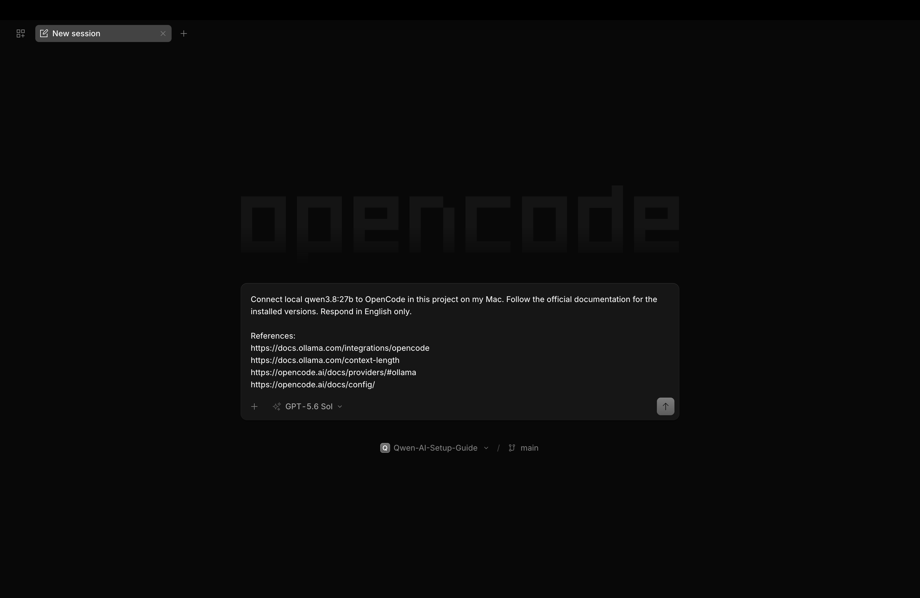 Qwen-AI-Setup-Guide 프로젝트에서 GPT-5.6 Sol에 보낼 영어 설정 프롬프트 준비