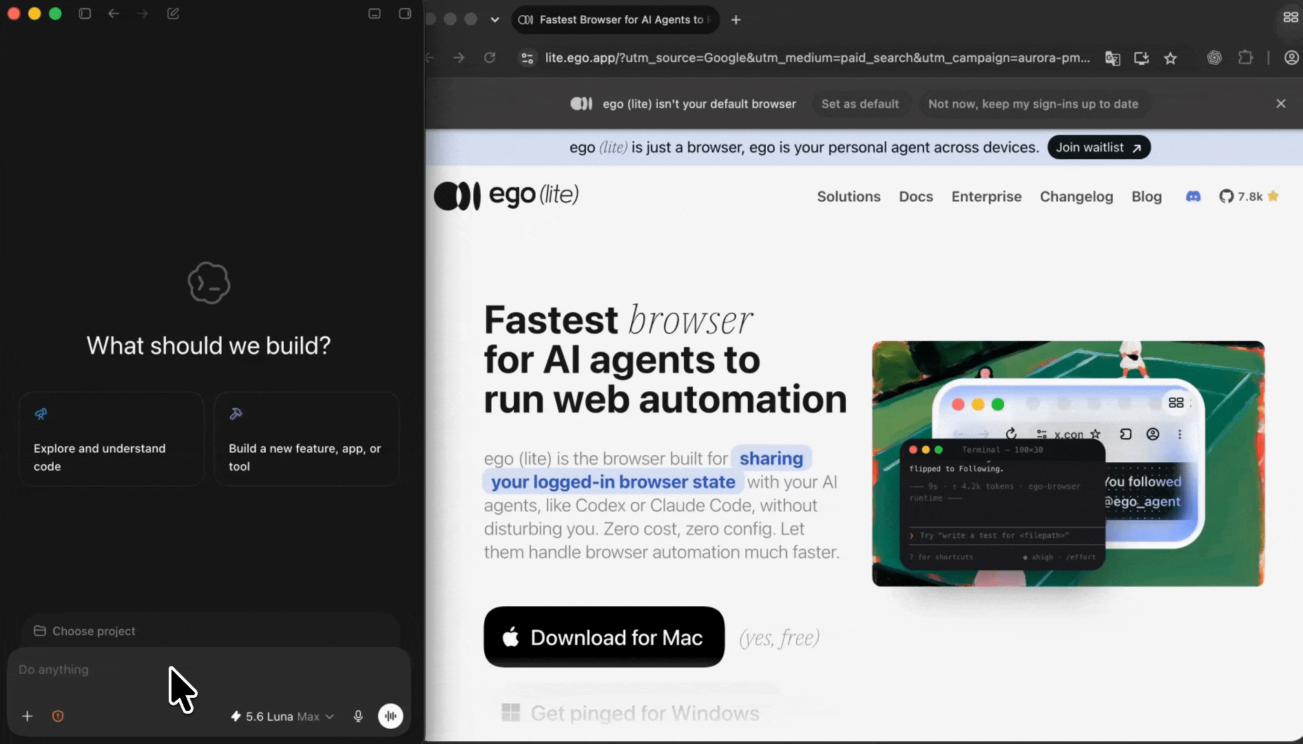 Preparing a browser research brief with ego (lite) for public LinkedIn data